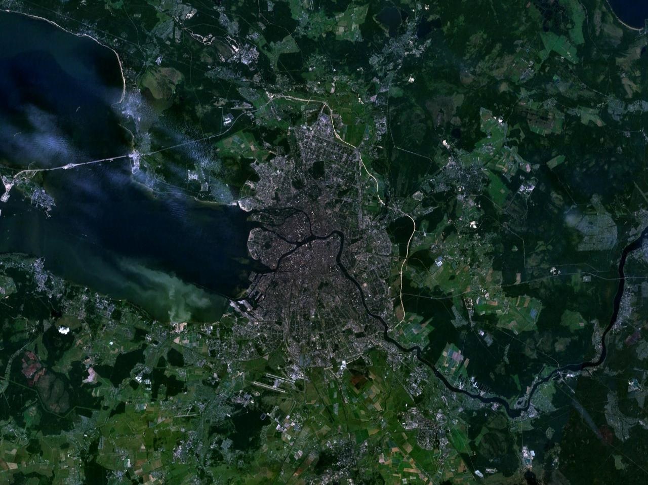 Карта Ленинградской области со спутника
